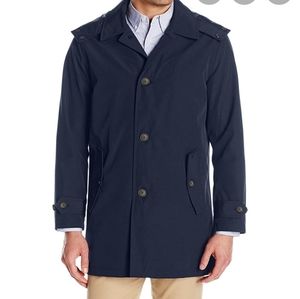 Tommy Hilfiger Mens Hooded Rain Trench Jacket